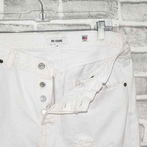 RE/DONE x LEVI'S Straight Skinny Denim Jeans white Distressed Rip Size 29 - Picture 2 of 16